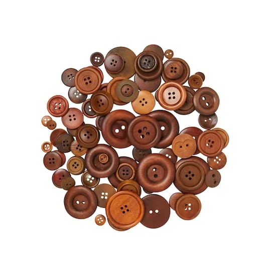 Brown Wooden Buttons By Loops & Threads® 2 Brown Wooden Buttons By Loops & Threads® - Image 2