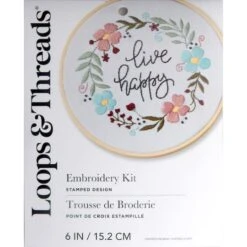Live Happy Embroidery Kit By Loops & Threads®