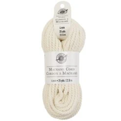 Macramé Cotton Cord By Loops & Threads®, 25yd. Natural