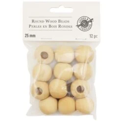 Natural Wood Round Beads By Loops & Threads®, 25mm