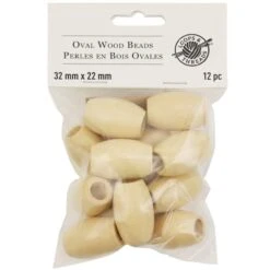 Natural Wood Oval Beads By Loops & Threads®, 32mm