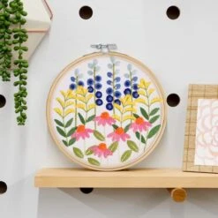 8" Wildflowers Stamped Design Embroidery Kit By Loops & Threads® -Michaels Sale Store 10712529 2