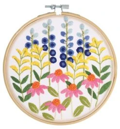 8" Wildflowers Stamped Design Embroidery Kit By Loops & Threads®