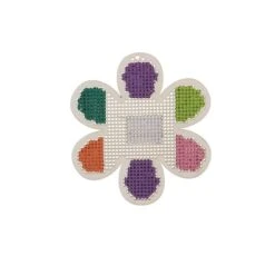 4" Flower Cross Stitch Wood Canvas, 4ct. By Loops & Threads® -Michaels Sale Store 10722097 2