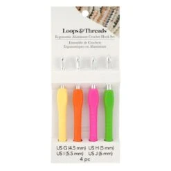 Ergonomic Aluminum Crochet Hook Set, G-J By Loops & Threads® 5 Ergonomic Aluminum Crochet Hook Set, G-J By Loops & Threads® -Michaels Sale Store 10736582 2