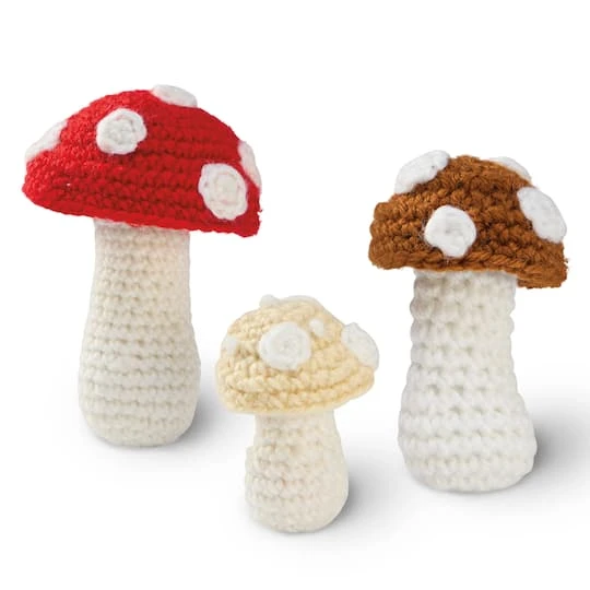 Intermediate Mushrooms Amigurumi Crochet Kit By Loops & Threads® 1 Intermediate Mushrooms Amigurumi Crochet Kit By Loops & Threads®