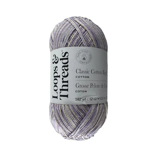 Classic Cotton Big Ball™ Ombre Yarn By Loops & Threads® Lilac Ombre 1 Classic Cotton Big Ball™ Ombre Yarn By Loops & Threads® Lilac Ombre