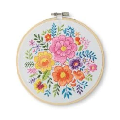6" Floral Stamped Design Embroidery Kit With Hoop By Loops & Threads®