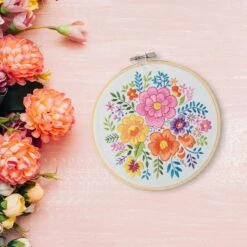 6" Floral Stamped Design Embroidery Kit With Hoop By Loops & Threads® -Michaels Sale Store 10772705 2