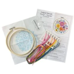6" Floral Stamped Design Embroidery Kit With Hoop By Loops & Threads® -Michaels Sale Store 10772705 3