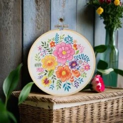 6" Floral Stamped Design Embroidery Kit With Hoop By Loops & Threads® -Michaels Sale Store 10772705 5