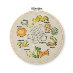 6" Pasta Sampler Stamped Design Embroidery Kit With Hoop By Loops & Threads®