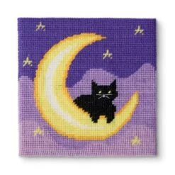 6" X 6" Cat & Moon Needlepoint Kit By Loops & Threads®