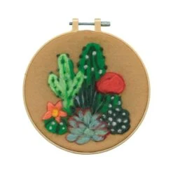 6" Cactus Needle Felting Kit With Hoop By Loops & Threads®