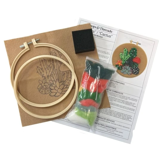 6" Cactus Needle Felting Kit With Hoop By Loops & Threads® 4 6" Cactus Needle Felting Kit With Hoop By Loops & Threads® - Image 4