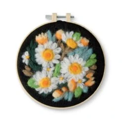 6" Daisy Needle Felting Kit With Hoop By Loops & Threads®