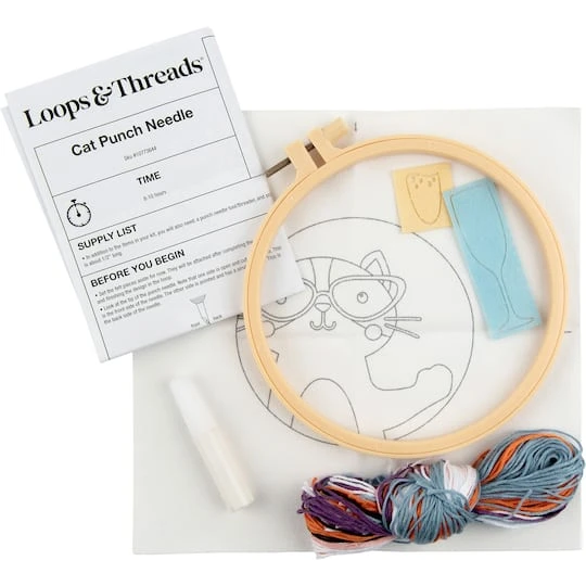 6" Cat With Bubbly Punch Needle Kit With Hoop By Loops & Threads® 4 6" Cat With Bubbly Punch Needle Kit With Hoop By Loops & Threads® - Image 4