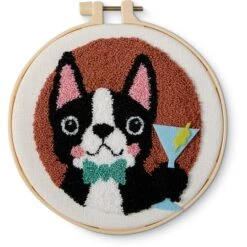 6" Dog With Martini Punch Needle Kit With Hoop By Loops & Threads®