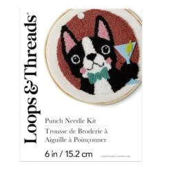 6" Dog With Martini Punch Needle Kit With Hoop By Loops & Threads® -Michaels Sale Store 10773646 2