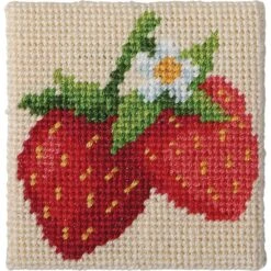 3" X 3" Strawberry Needlepoint Kit By Loops & Threads®