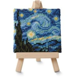 3" X 3" Starry Night Needlepoint Kit With Easel By Loops & Threads®
