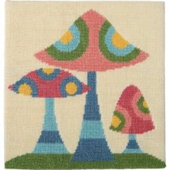 8" X 8" Retro Mushrooms Needlepoint Kit By Loops & Threads®