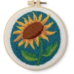 6" Sunflower Punch Needle Kit With Hoop By Loops & Threads®