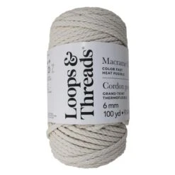 6mm Heat Fusible Macramé Cord By Loops & Threads® Lambs Wool