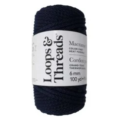 6mm Heat Fusible Macramé Cord By Loops & Threads® Navy
