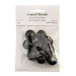 20mm Black Round Wood Beads, 9ct. By Loops & Threads® -Michaels Sale Store 10774818 3
