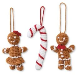 Intermediate Gingerbread Cookies & Candy Cane Amigurumi Crochet Ornament Kit By Loops & Threads®