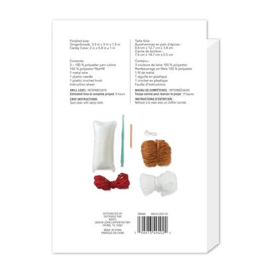Intermediate Gingerbread Cookies & Candy Cane Amigurumi Crochet Ornament Kit By Loops & Threads® 5 Intermediate Gingerbread Cookies & Candy Cane Amigurumi Crochet Ornament Kit By Loops & Threads® - Image 5