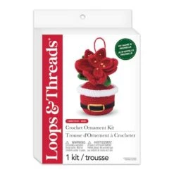 Intermediate Poinsettia In Santa Pot Amigurumi Crochet Ornament Kit By Loops & Threads® -Michaels Sale Store 10786875 3