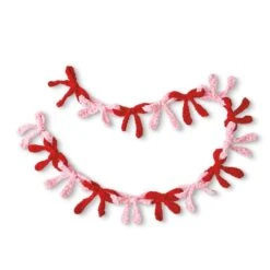 Intermediate Pink & Red Bow Garland Amigurumi Crochet Ornament Kit By Loops & Threads®